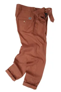 CALÇA CONHAQUE LINHO PREGA