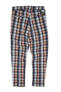 CALÇA XADREZ ALFAIATARIA AZUL E LARANJA