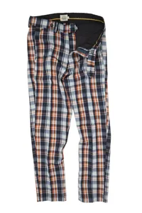 CALÇA XADREZ ALFAIATARIA AZUL E LARANJA