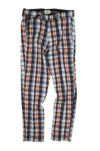 CALÇA XADREZ ALFAIATARIA AZUL E LARANJA