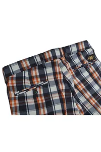 CALÇA XADREZ ALFAIATARIA AZUL E LARANJA