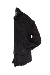 CAMISA EM LINHO MANGA LONGA PRETA ONE POCKET