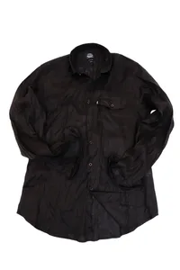 CAMISA EM LINHO MANGA LONGA PRETA ONE POCKET