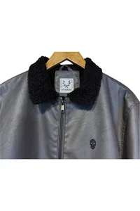 JAQUETA AVIADOR FAKE LEATHER GRAFITE