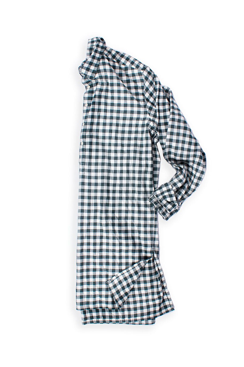 Bata Longa xadrez Vichy manga longa Verde
