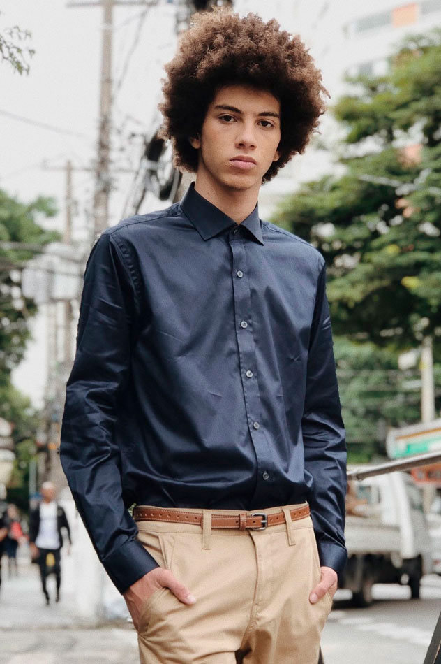 Camisa slim azul 2024 marinho