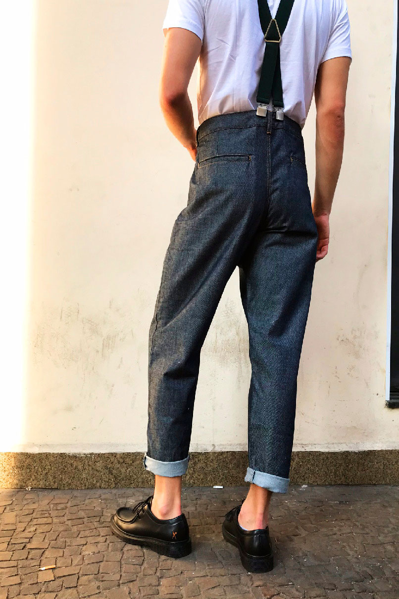 Calça jeans hot sale masculina semi bag