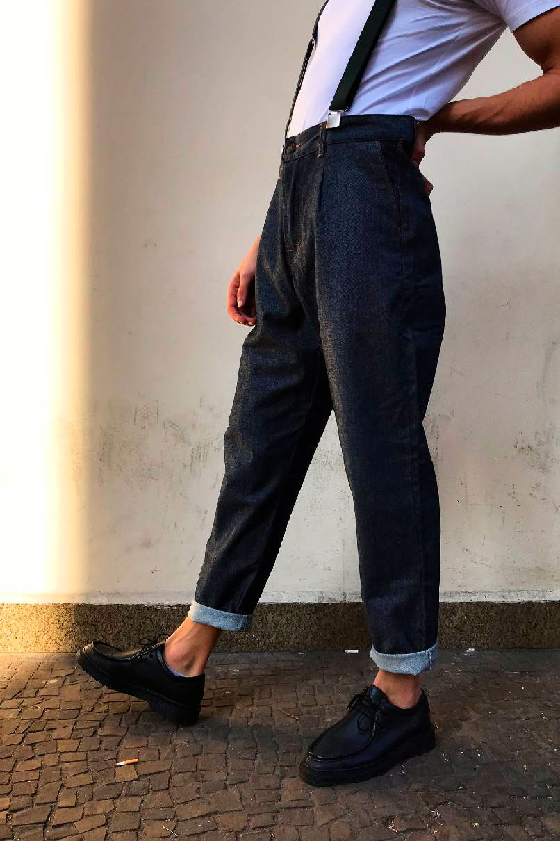 Calça cintura alta hot sale homem