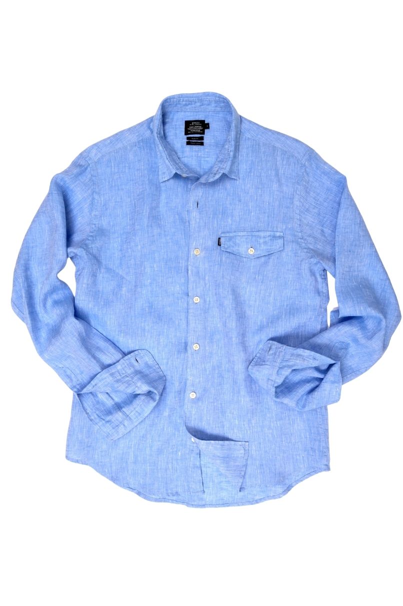 camisa masculina linho manga longa