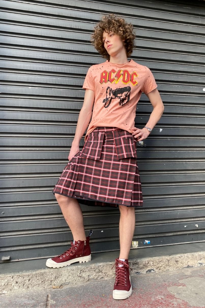Kilt Masculina de Flanela - VERMELHO, AMARELO
