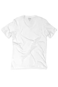 CAMISETA BRANCA LISA GOLA V PIMA PLAN