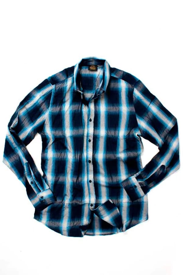 CAMISAS XADREZ AZUL MANGA LONGA DE VISCOSE