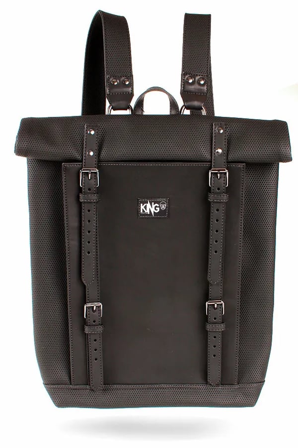 MOCHILA VEGANA FAKE LEATHER PRETA BERLIN