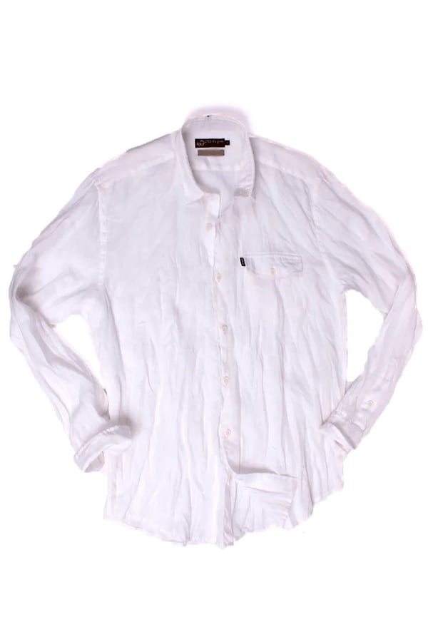 CAMISA EM LINHO MANGA LONGA BRANCA ONE POCKET
