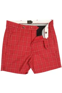 BERMUDA SHORTS CEREJA XADREZ ALFAIATARIA