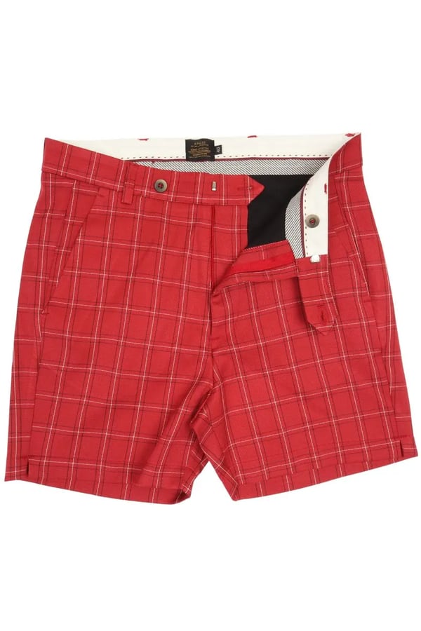 BERMUDA SHORTS CEREJA XADREZ ALFAIATARIA