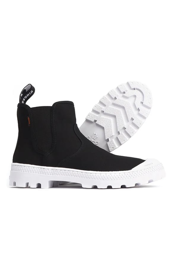 BOTA CHELSEA PRETA HAMMER COM SOLADO BRANCO