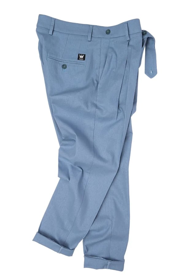 CALÇA AZUL LINHO PREGA