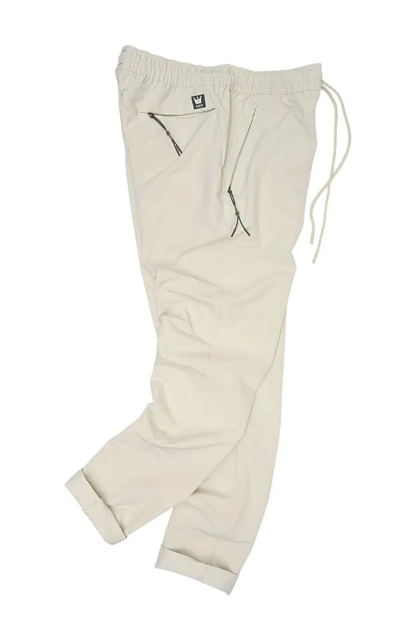 CALÇA JOGGER MICROFIBRA BEGE C/ ZIPER
