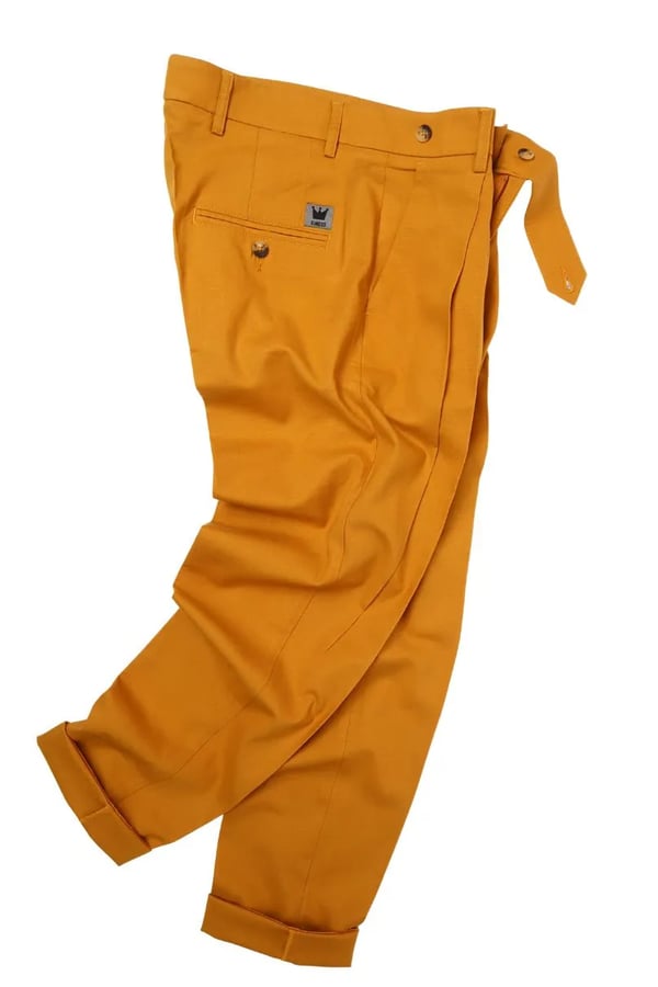 CALÇA MOSTARDA LINHO PREGA