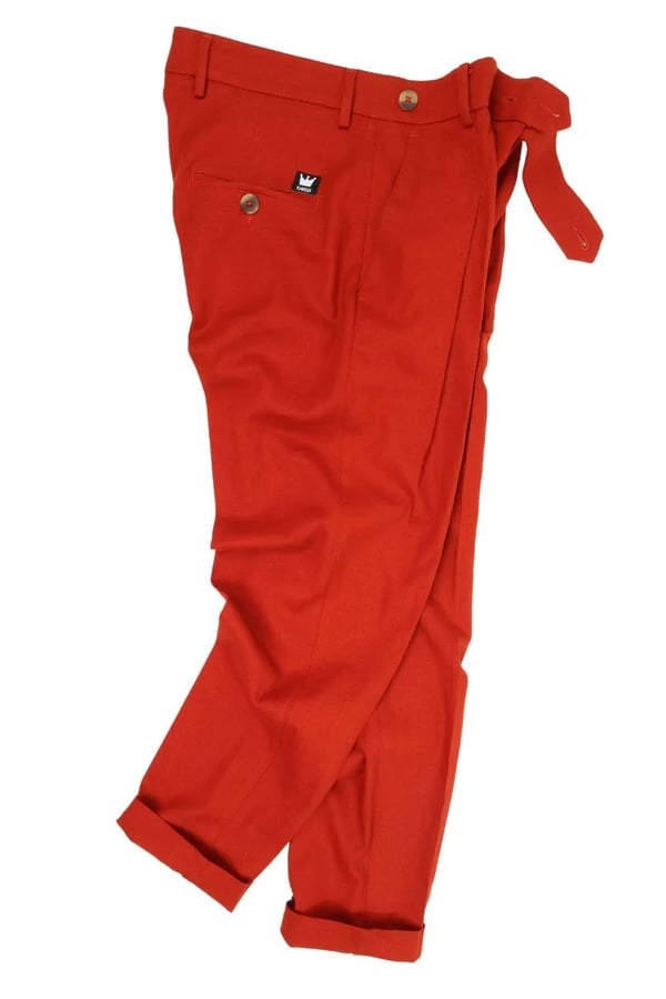 CALÇA VERMELHA LINHO PREGA