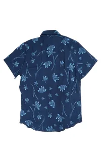 CAMISA AZUL MARINHO DE VISCOSE FLOWERS
