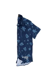 CAMISA AZUL MARINHO DE VISCOSE FLOWERS