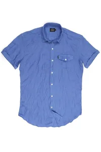 CAMISA DE LINHO MANGA CURTA AZUL