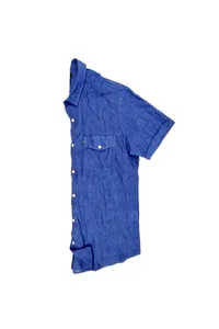CAMISA DE LINHO MANGA CURTA AZUL NAVY
