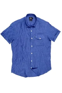CAMISA DE LINHO MANGA CURTA AZUL NAVY