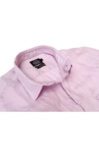 CAMISA DE LINHO MANGA CURTA LILÁS