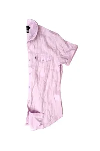 CAMISA DE LINHO MANGA CURTA LILÁS