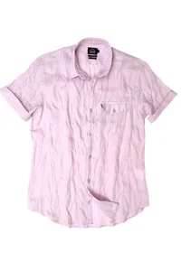 CAMISA DE LINHO MANGA CURTA LILÁS