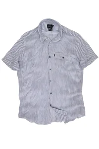 CAMISA DE LINHO MANGA CURTA LISTRADA