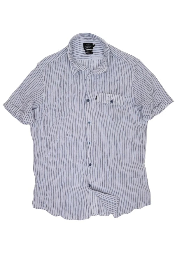 CAMISA DE LINHO MANGA CURTA LISTRADA