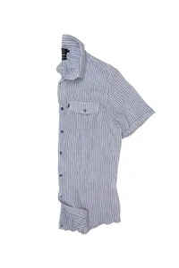 CAMISA DE LINHO MANGA CURTA LISTRADA