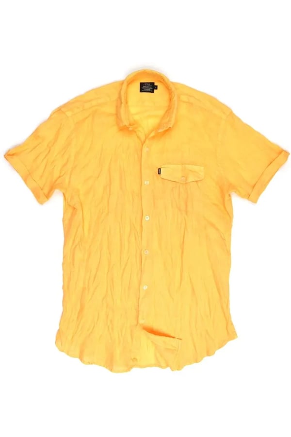 CAMISA DE LINHO MANGA CURTA PÊSSEGO