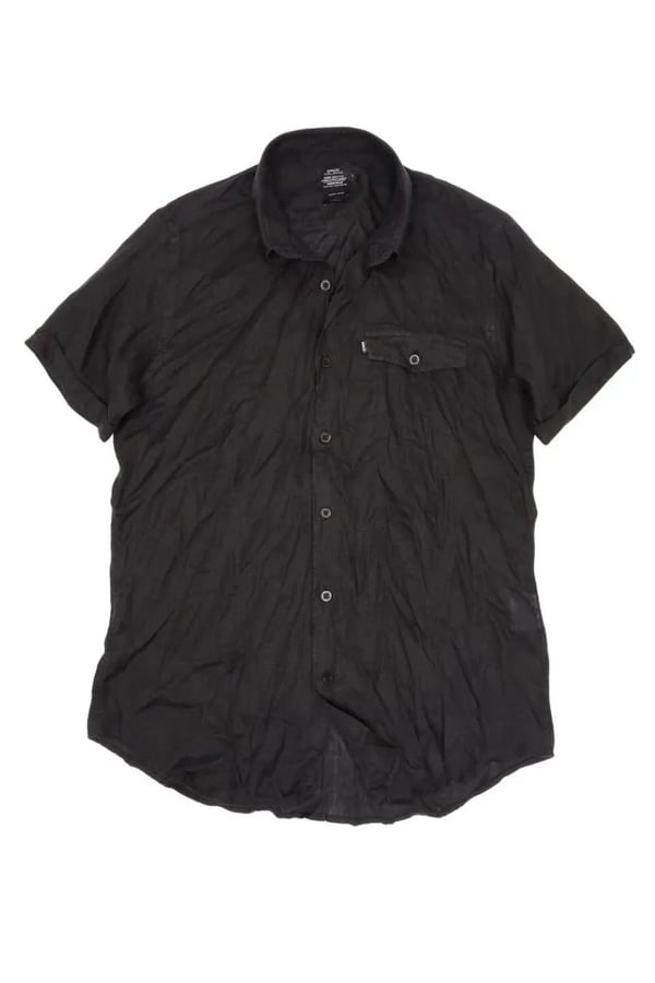 CAMISA DE LINHO MANGA CURTA PRETO