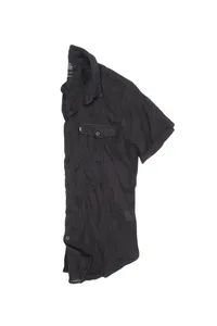 CAMISA DE LINHO MANGA CURTA PRETO