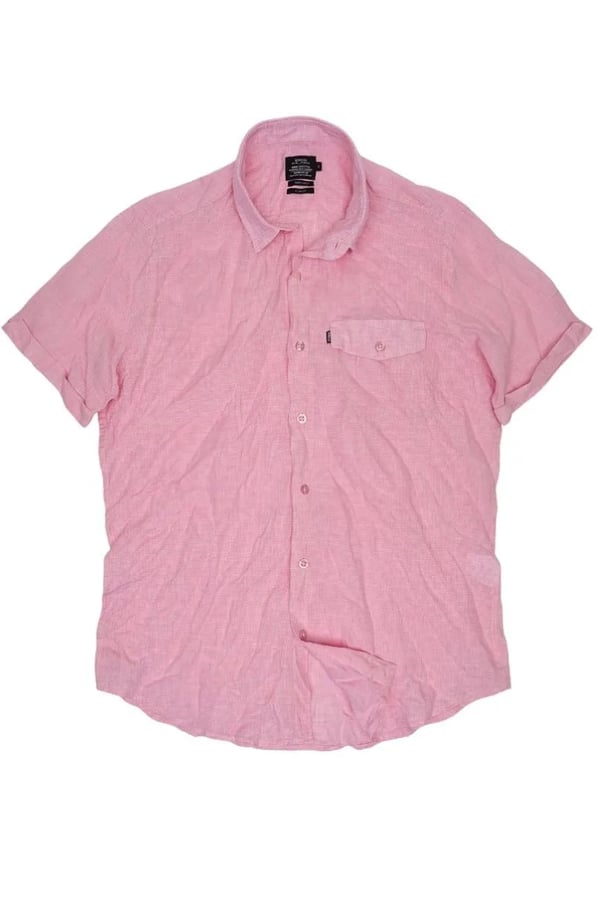 CAMISA DE LINHO MANGA CURTA ROSA PING PONG
