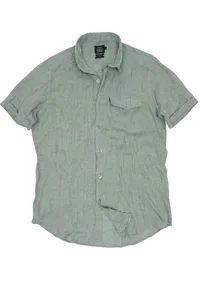 CAMISA DE LINHO MANGA CURTA VERDE