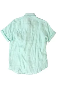 CAMISA DE LINHO MASCULINA MANGA CURTA VERDE ÁGUA