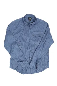 CAMISA EM LINHO AZUL CARBONO ONE POCKET