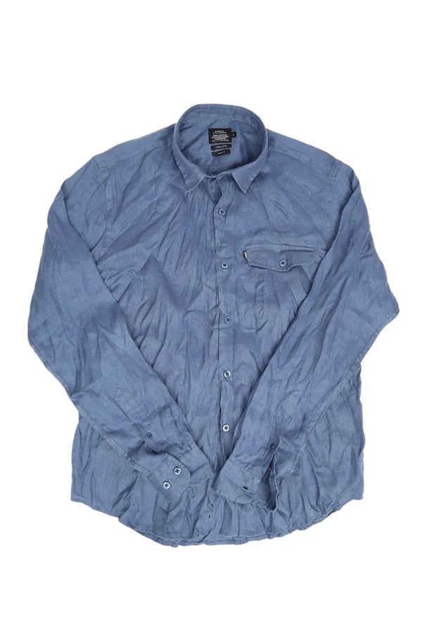 CAMISA EM LINHO AZUL CARBONO ONE POCKET