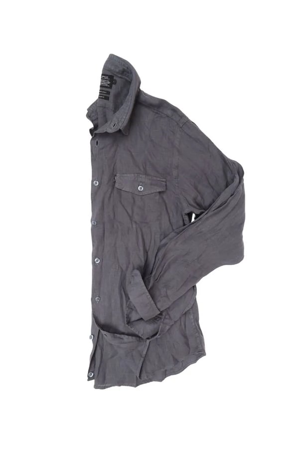CAMISA EM LINHO MANGA LONGA GRAFITE ONE POCKET