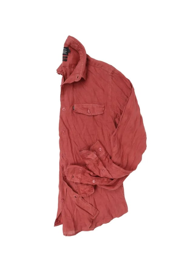 CAMISA EM LINHO MANGA LONGA MAGENTA ONE POCKET