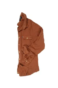 CAMISA EM LINHO MANGA LONGA MARROM CASCA ONE POCKET
