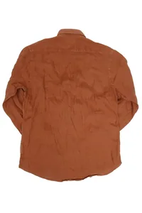 CAMISA EM LINHO MANGA LONGA MARROM CASCA ONE POCKET
