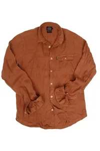CAMISA EM LINHO MANGA LONGA MARROM CASCA ONE POCKET