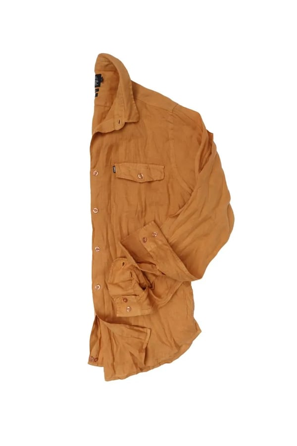 CAMISA EM LINHO MANGA LONGA MOSTARDA ONE POCKET